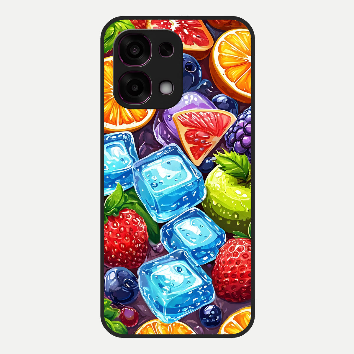  Colorful Fruits with Ice Glass Case For Oppo F31 5G back cover – full design glossy printed glass finish