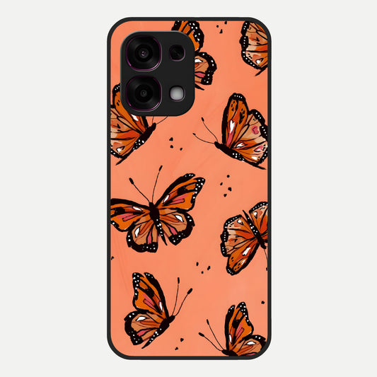  Coral Wing Butterfly Glass Case For Oppo F31 5G back cover – full design glossy printed glass finish