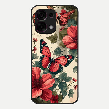  Crimson Butterfly Garden Glass Case For Oppo F31 5G back cover – full design glossy printed glass finish