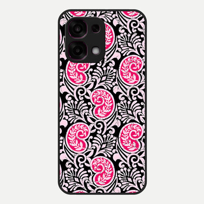  Crimson Paisley Charm Glass Case For Oppo F31 5G back cover – full design glossy printed glass finish