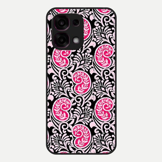  Crimson Paisley Charm Glass Case For Oppo F31 5G back cover – full design glossy printed glass finish