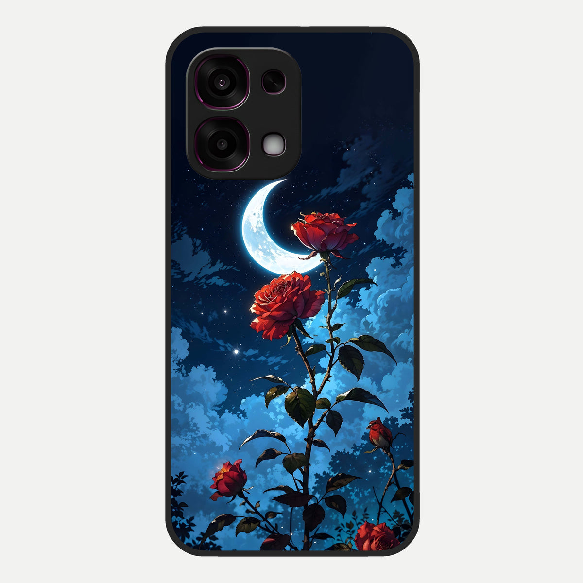  Crimson Rose Moon Glass Case For Oppo F31 5G back cover – full design glossy printed glass finish