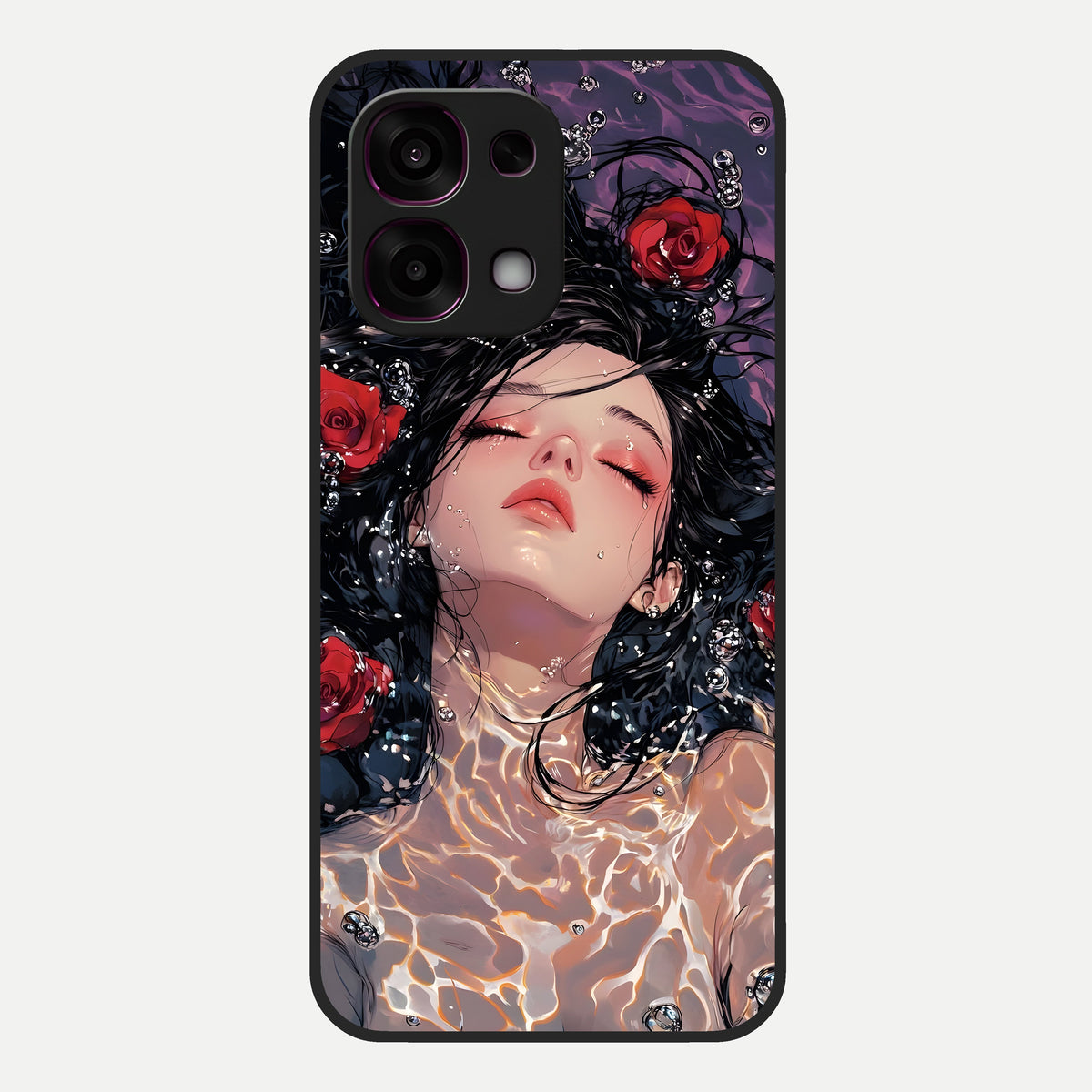  Crimson Rose Serenity Glass Case For Oppo F31 5G back cover – full design glossy printed glass finish