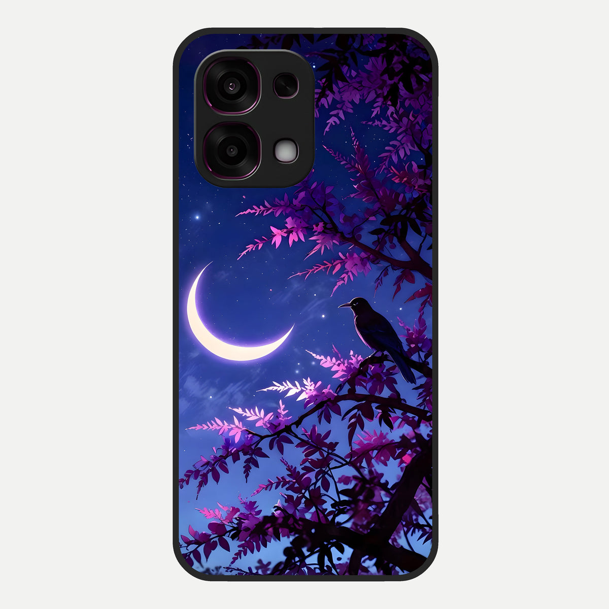  Crow And Moon Scenery Glass Case For Oppo F31 5G back cover – full design glossy printed glass finish