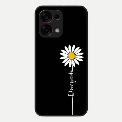  Custom Name White Flower Glass Case For Oppo F31 5G back cover – full design glossy printed glass finish