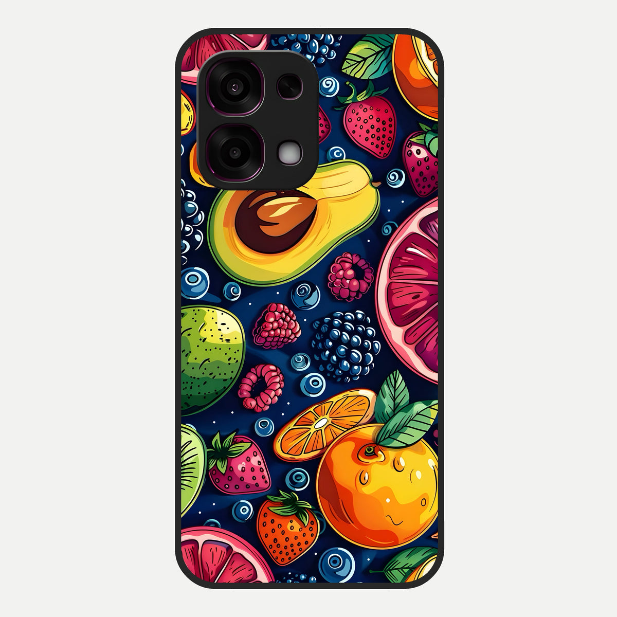 Cute Fruits Art Glass Case For Oppo F31 5G back cover – full design glossy printed glass finish