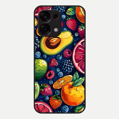  Cute Fruits Art Glass Case For Oppo F31 5G back cover – full design glossy printed glass finish