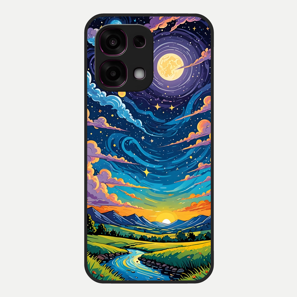  Dreamy Night Landscape Glass Case For Oppo F31 5G back cover – full design glossy printed glass finish
