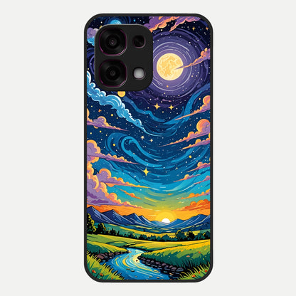  Dreamy Night Landscape Glass Case For Oppo F31 5G back cover – full design glossy printed glass finish