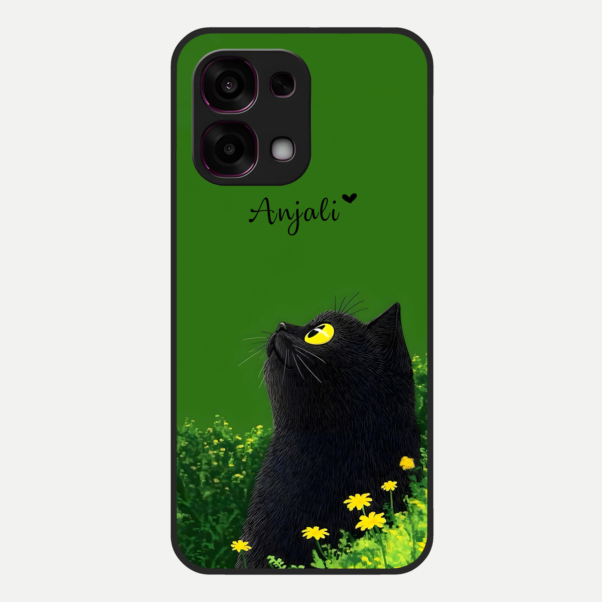  Emerald Cat Custom Name Glass Case For Oppo F31 5G back cover – full design glossy printed glass finish