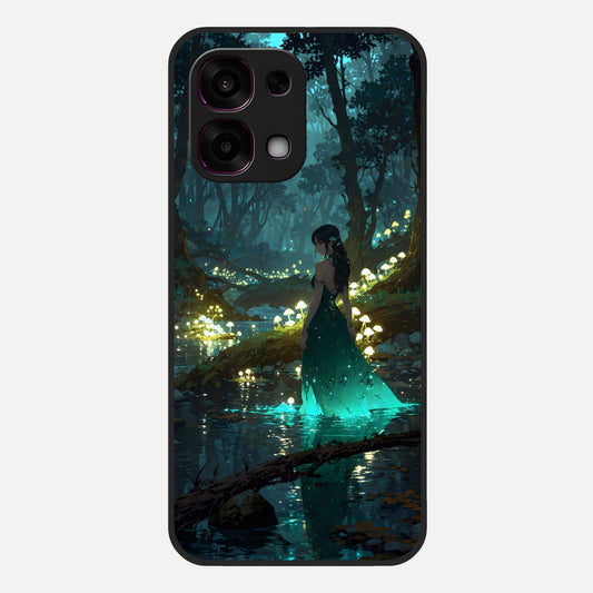  Enchanted Forest Glow Glass Case For Oppo F31 5G back cover – full design glossy printed glass finish