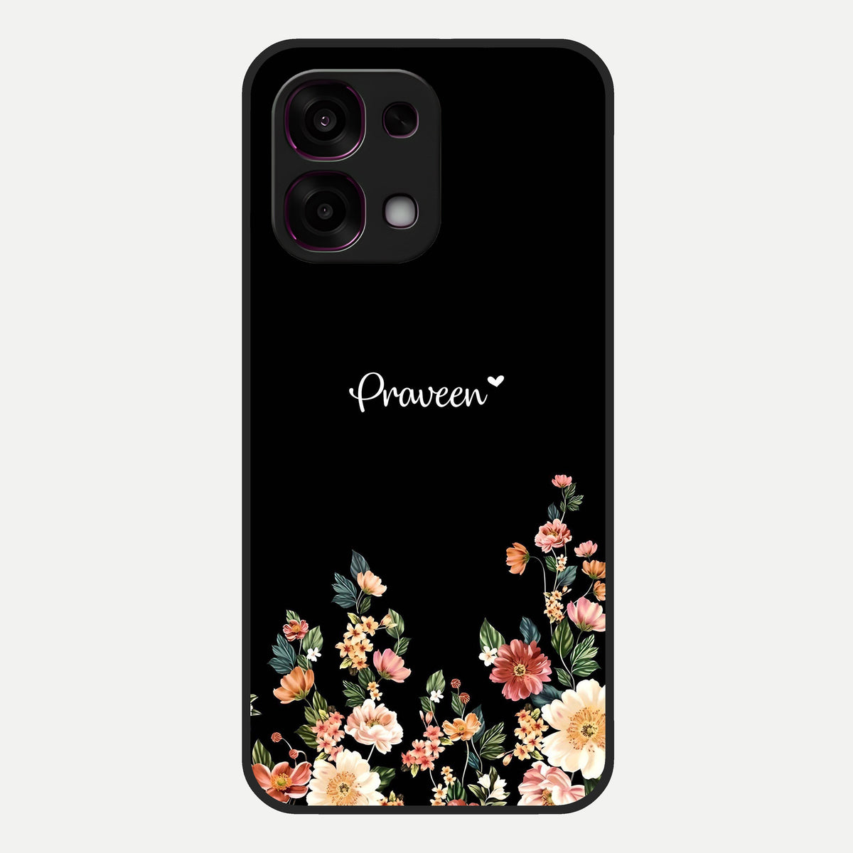  Floral Design Personalized Custom Name Glass Case For Oppo F31 5G back cover – full design glossy printed glass finish