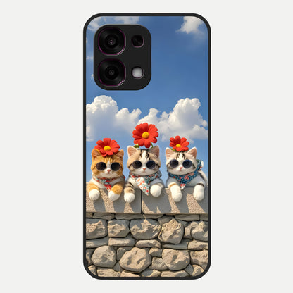 Floral Kitty Squad Glass Case For Oppo F31 5G back cover – full design glossy printed glass finish