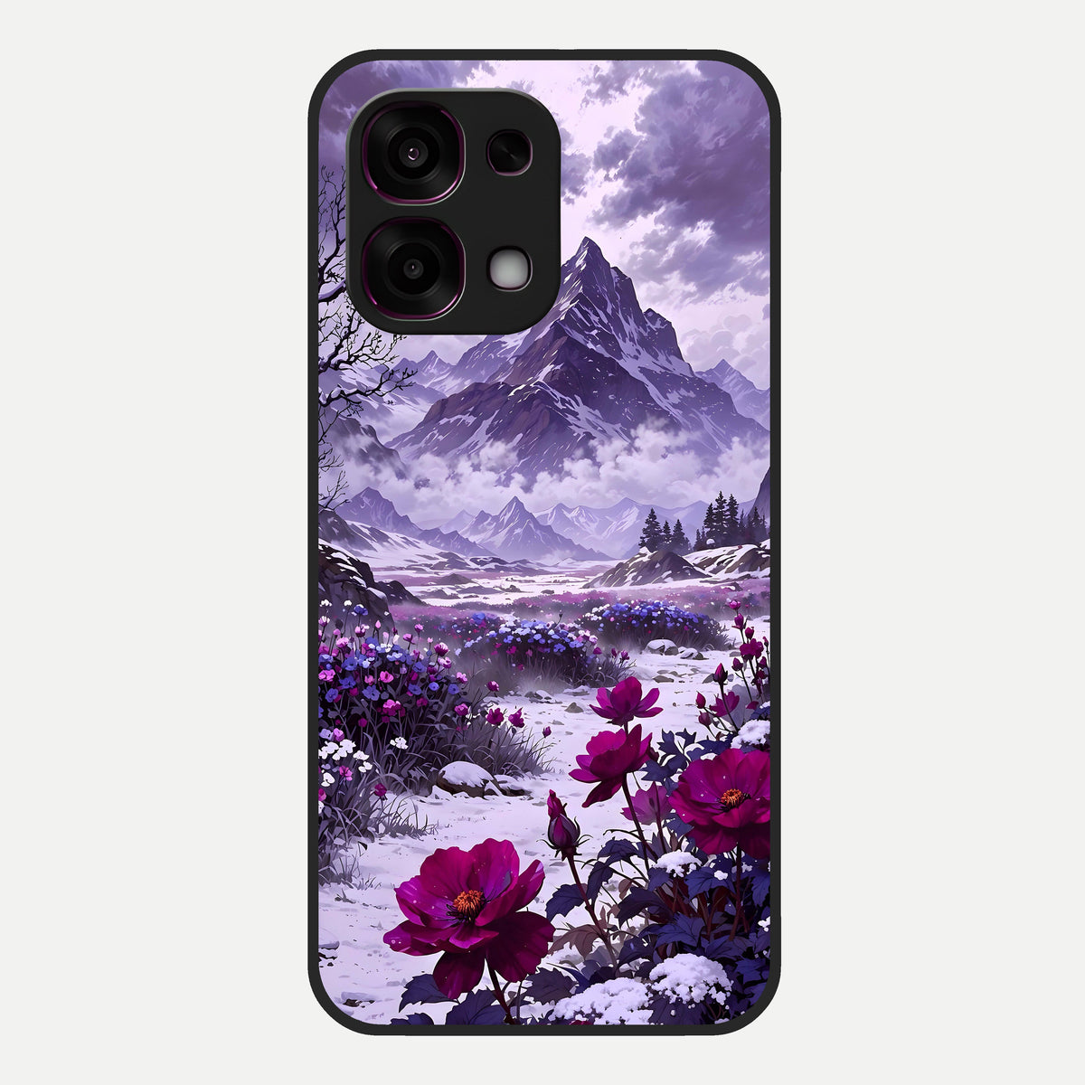  Flower Mountain View Glass Case For Oppo F31 5G back cover – full design glossy printed glass finish