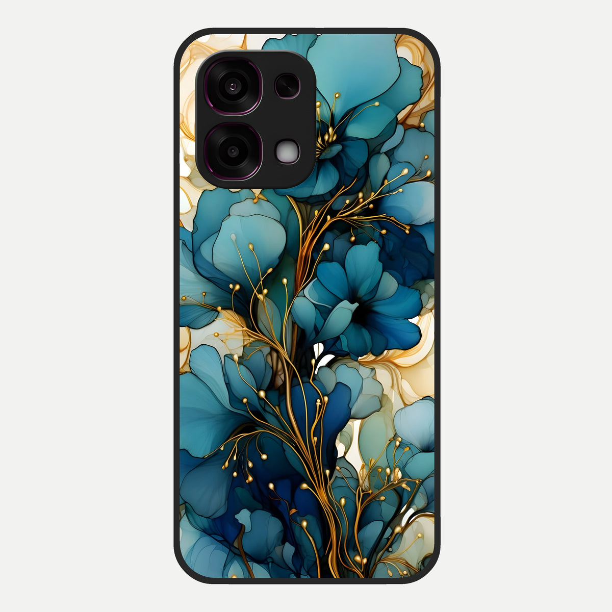  Golden Bloom Symphony Glass Case For Oppo F31 5G back cover – full design glossy printed glass finish