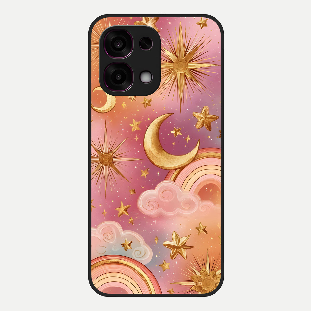  Golden Celestial Dreams Glass Case For Oppo F31 5G back cover – full design glossy printed glass finish