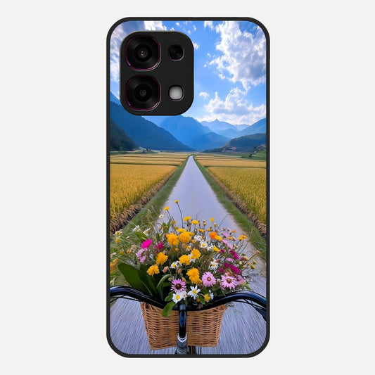  Golden Field Journey Glass Case For Oppo F31 5G back cover – full design glossy printed glass finish
