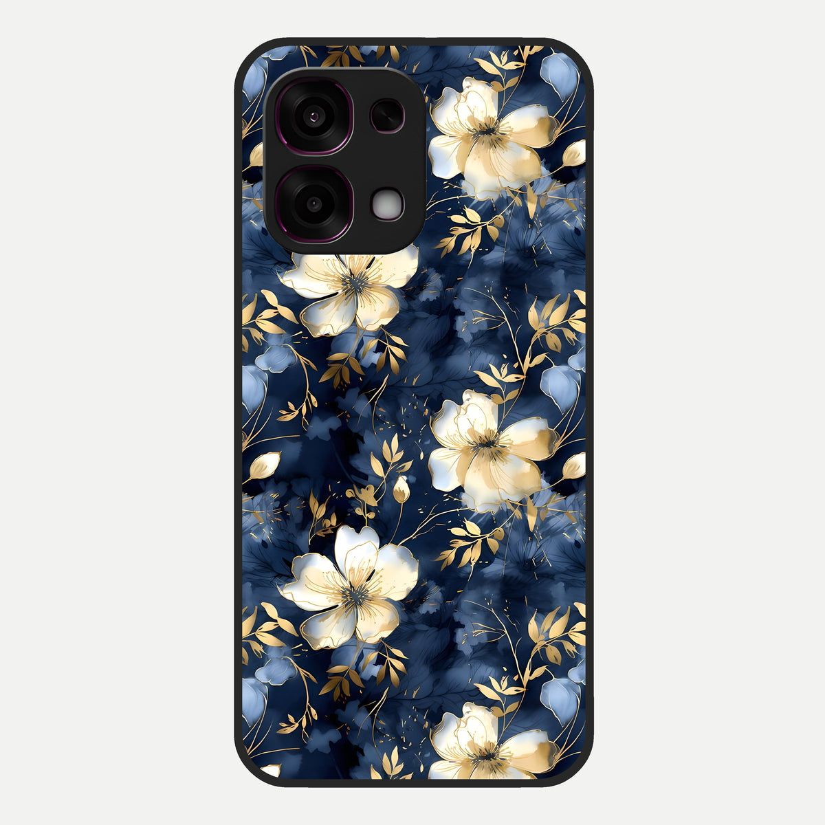  Golden Midnight Bloom Glass Case For Oppo F31 5G back cover – full design glossy printed glass finish