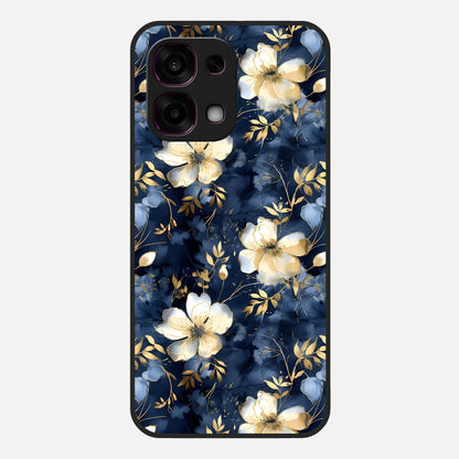  Golden Midnight Bloom Glass Case For Oppo F31 5G back cover – full design glossy printed glass finish