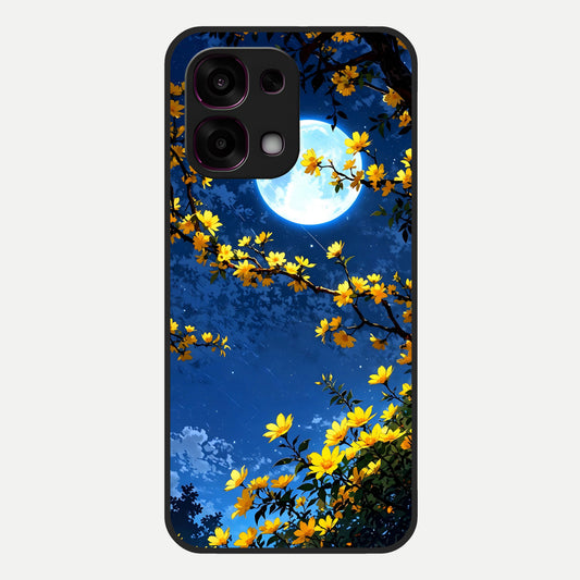  Golden Night Glow Glass Case For Oppo F31 5G back cover – full design glossy printed glass finish