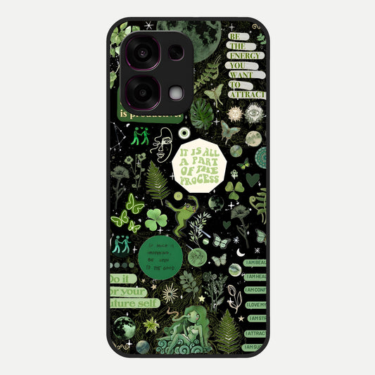  Green Mandala Pattern Glass Case For Oppo F31 5G back cover – full design glossy printed glass finish