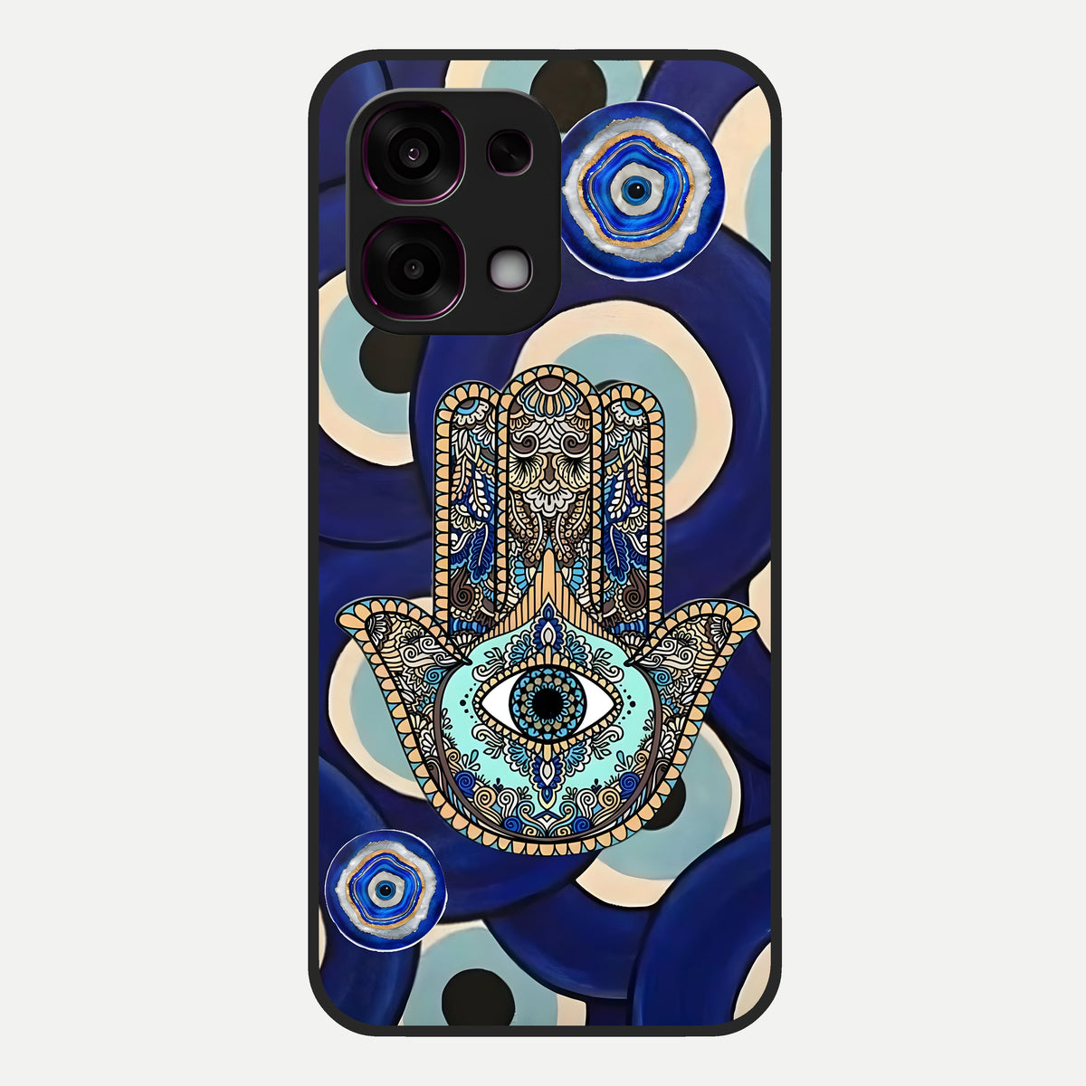  Hamsa Divine Guard Glass Case For Oppo F31 5G back cover – full design glossy printed glass finish