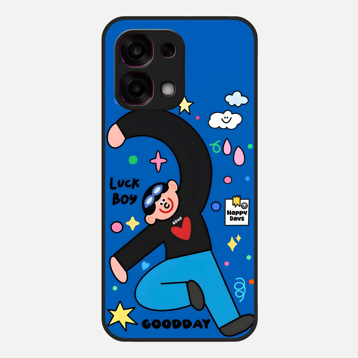  Happy Luck Vibe Glass Case For Oppo F31 5G back cover – full design glossy printed glass finish