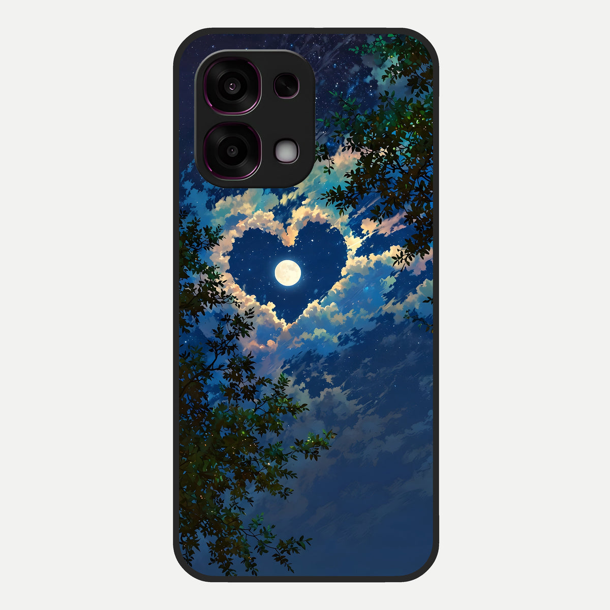  Heart With Moon Sky Glass Case For Oppo F31 5G back cover – full design glossy printed glass finish