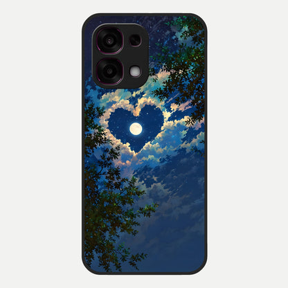  Heart With Moon Sky Glass Case For Oppo F31 5G back cover – full design glossy printed glass finish