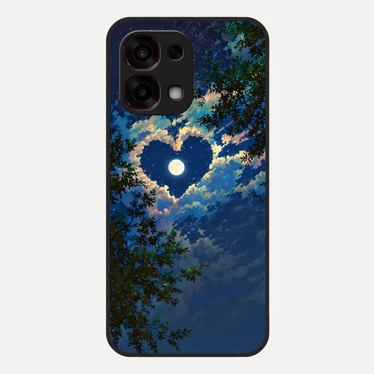  Heart With Moon Sky Glass Case For Oppo F31 5G back cover – full design glossy printed glass finish
