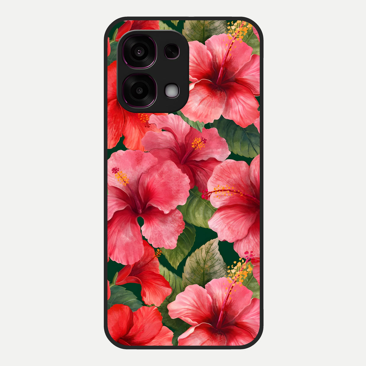  Hibiscus Pattern Glass Case For Oppo F31 5G back cover – full design glossy printed glass finish
