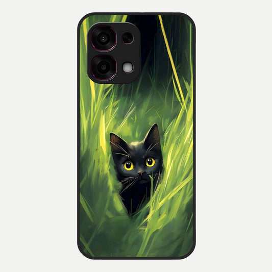  Hidden Cat Whisper Glass Case For Oppo F31 5G back cover – full design glossy printed glass finish
