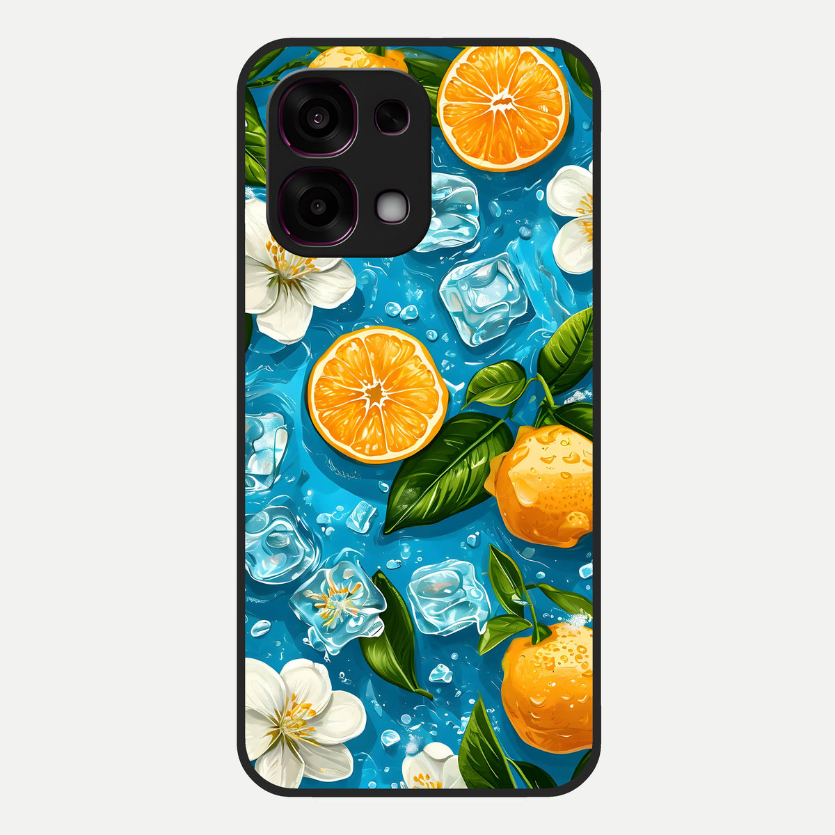  Ice Cube With Orange Glass Case For Oppo F31 5G back cover – full design glossy printed glass finish