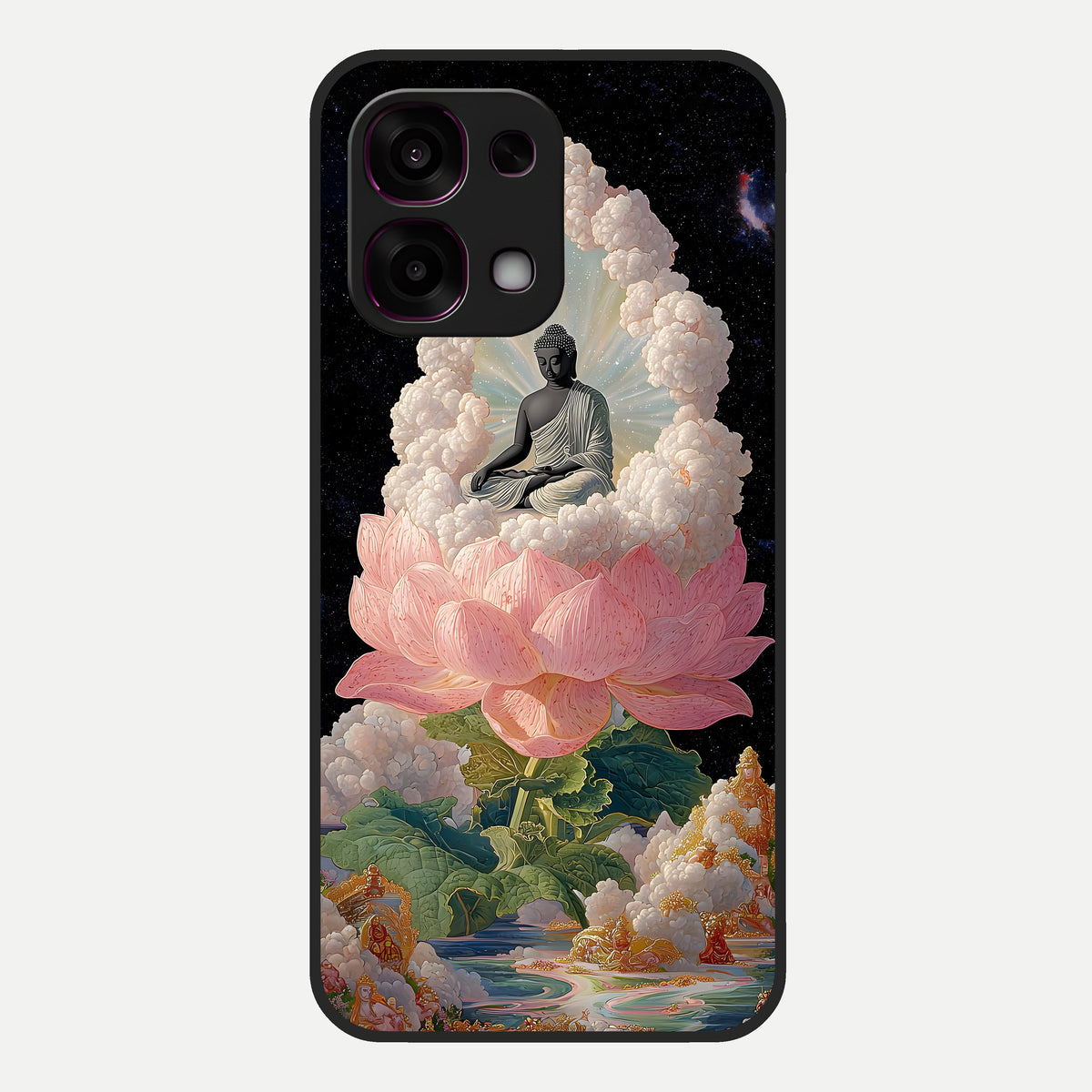  Lotus Divine Peace Glass Case For Oppo F31 5G back cover – full design glossy printed glass finish