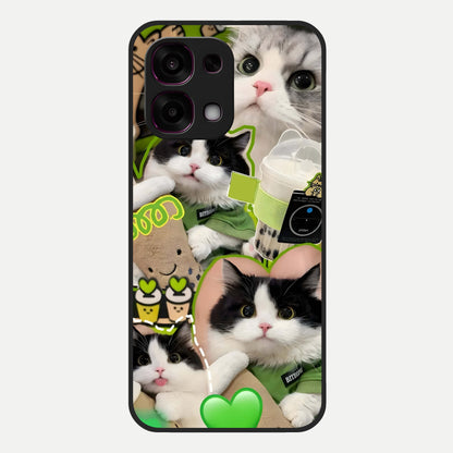  Matcha Cats Mood Glass Case For Oppo F31 5G back cover – full design glossy printed glass finish