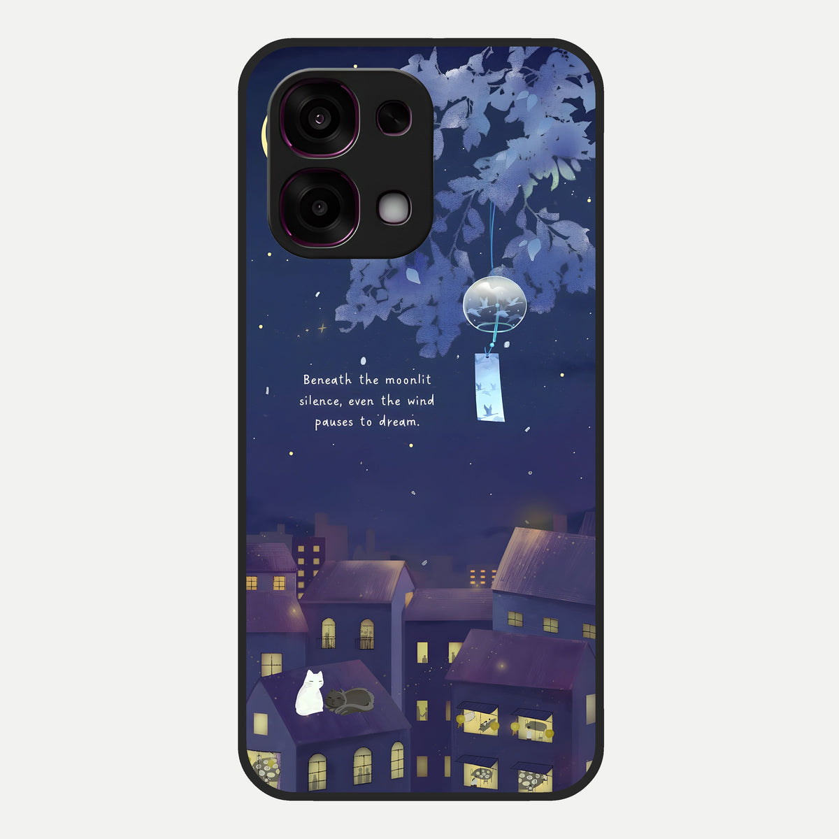  Moonlit Cat Silence Glass Case For Oppo F31 5G back cover – full design glossy printed glass finish