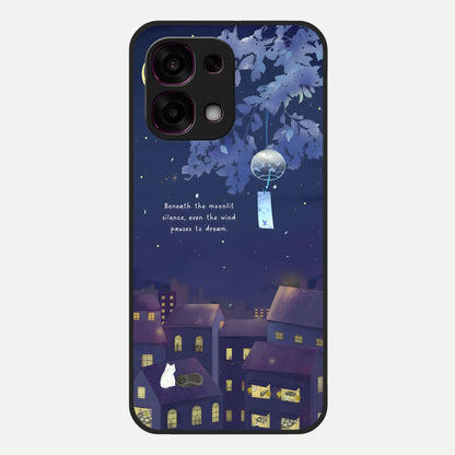  Moonlit Cat Silence Glass Case For Oppo F31 5G back cover – full design glossy printed glass finish
