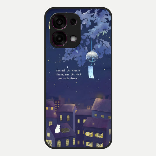  Moonlit Cat Silence Glass Case For Oppo F31 5G back cover – full design glossy printed glass finish