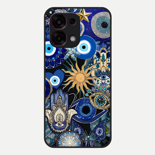  Mystic Blue Evil Eye Glass Case For Oppo F31 5G back cover – full design glossy printed glass finish