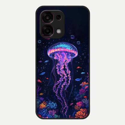  Neon Jellyfish Glass Case For Oppo F31 5G back cover – full design glossy printed glass finish
