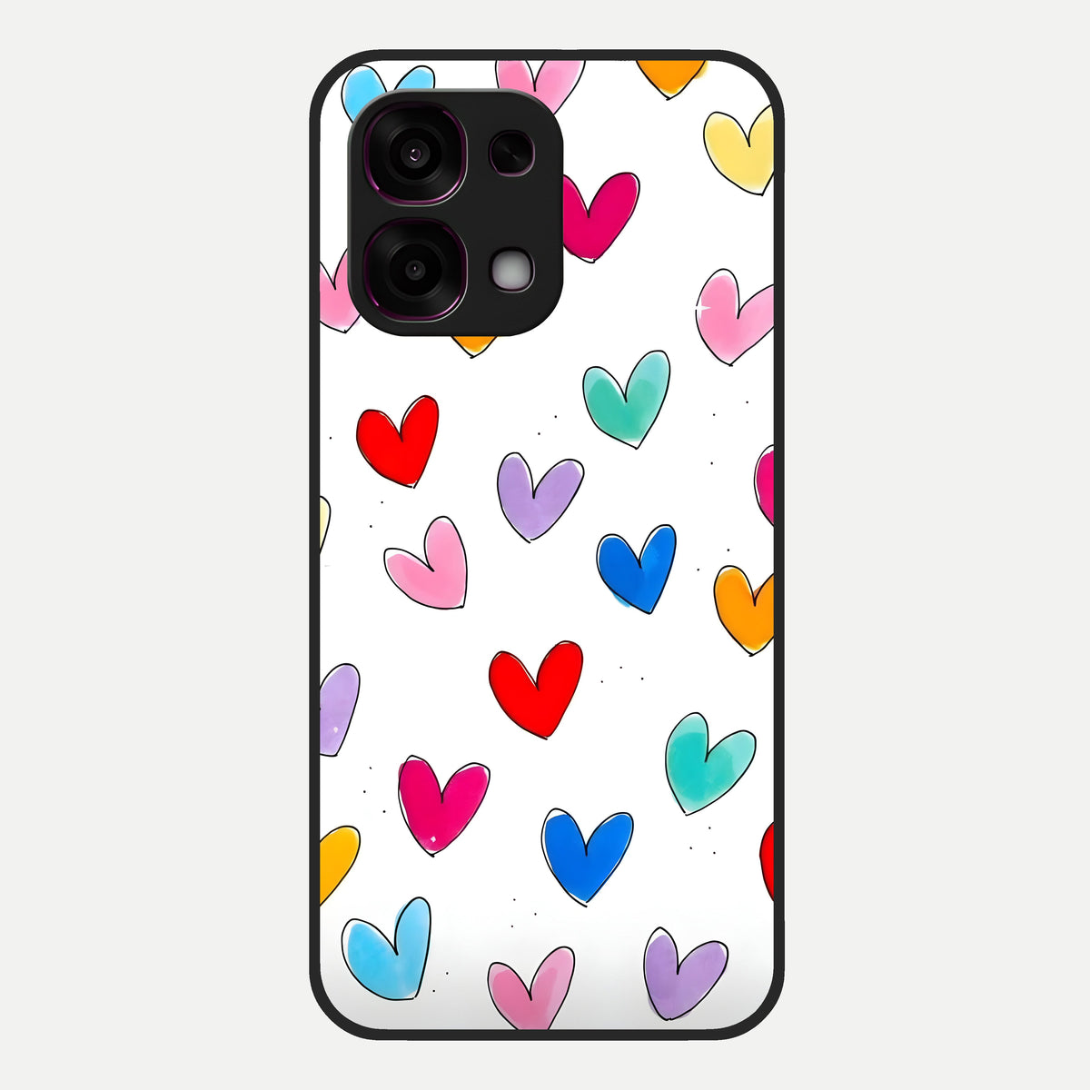  Playful Love Doodles Glass Case For Oppo F31 5G back cover – full design glossy printed glass finish