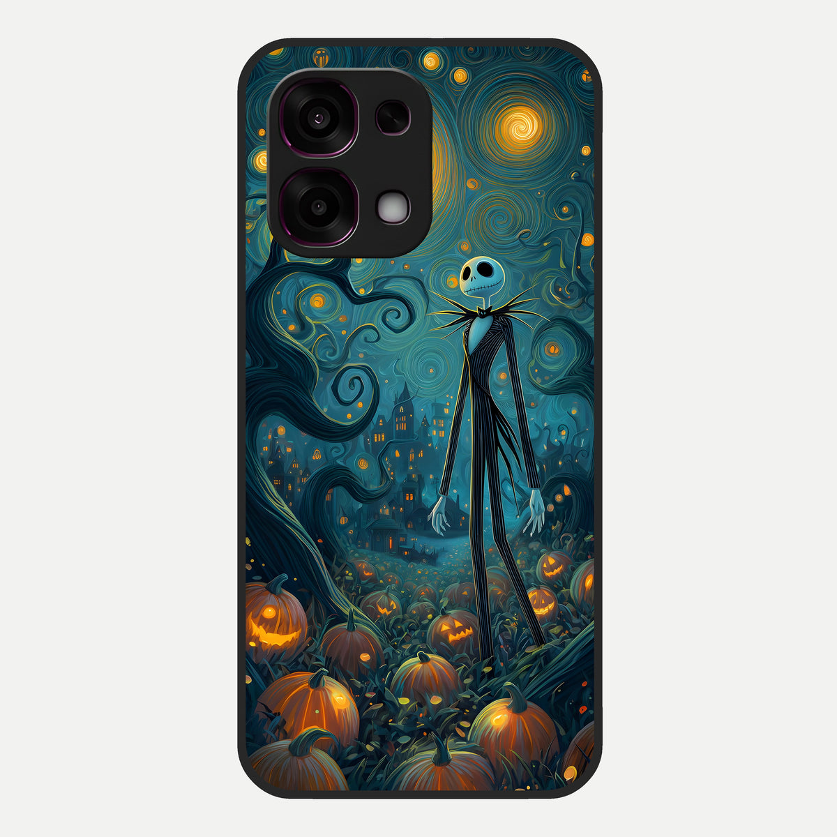  Pumpkin Moon Night Glass Case For Oppo F31 5G back cover – full design glossy printed glass finish