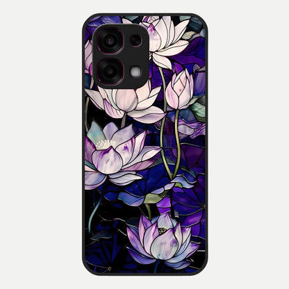  Purple Lotus Pattern Glass Case For Oppo F31 5G back cover – full design glossy printed glass finish