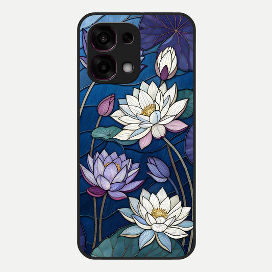  Purple Lotus Stained Glass Case For Oppo F31 5G back cover – full design glossy printed glass finish
