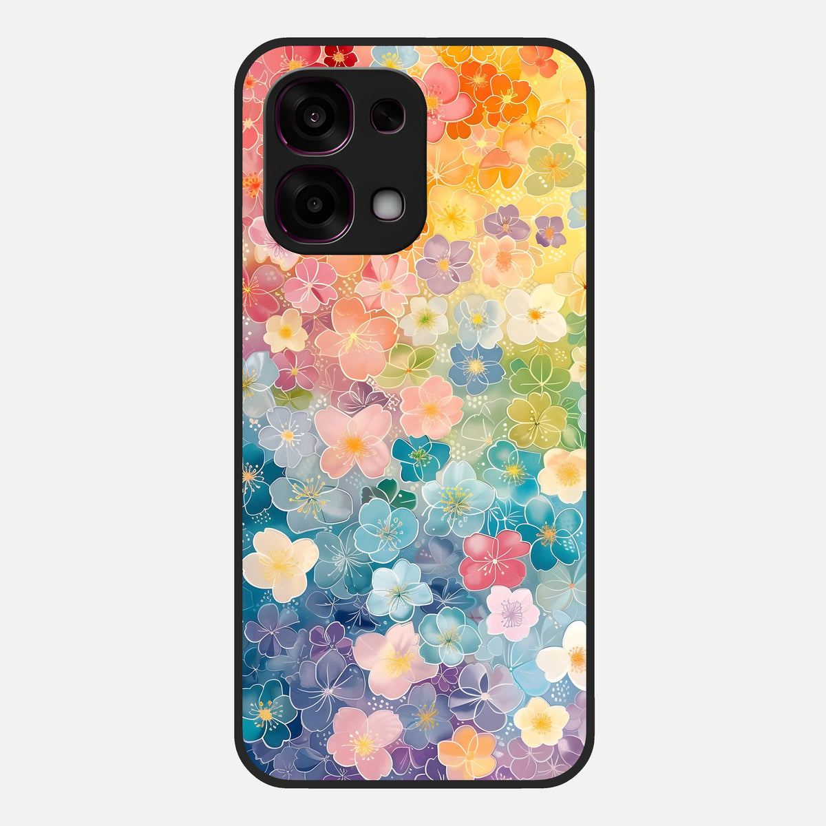  Rainbow Blossom Burst Glass Case For Oppo F31 5G back cover – full design glossy printed glass finish