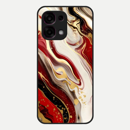  Red And White Marble Glass Case For Oppo F31 5G back cover – full design glossy printed glass finish