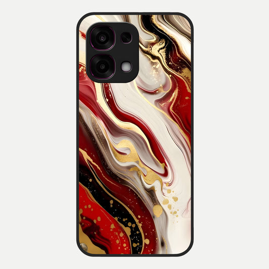  Red And White Marble Glass Case For Oppo F31 5G back cover – full design glossy printed glass finish