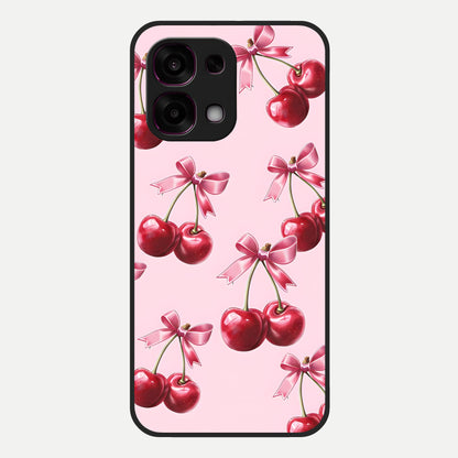  Red Cherries Pattern Glass Case For Oppo F31 5G back cover – full design glossy printed glass finish