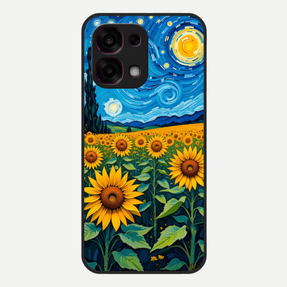  Starry Sunflower Dreams Glass Case For Oppo F31 5G back cover – full design glossy printed glass finish