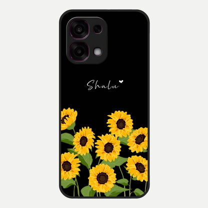  Sunflower Sky Bloom Glass Case For Oppo F31 5G back cover – full design glossy printed glass finish
